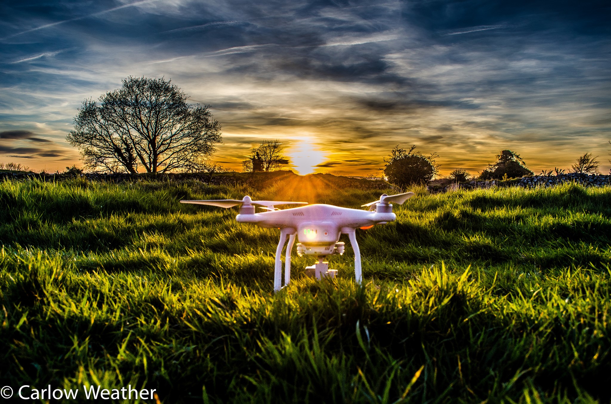 Drone landed at sunset, Co Carlow