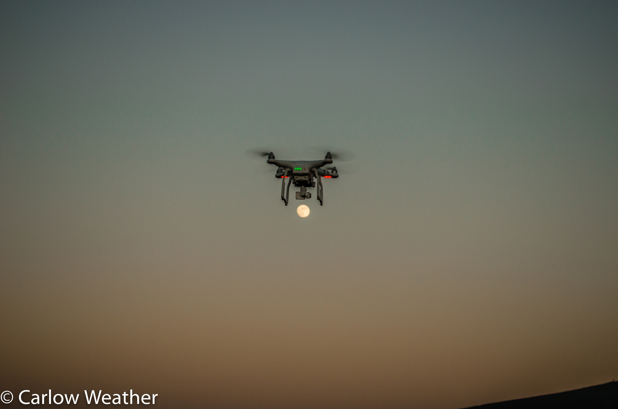 Drone in flight, over the moon, Co Carlow